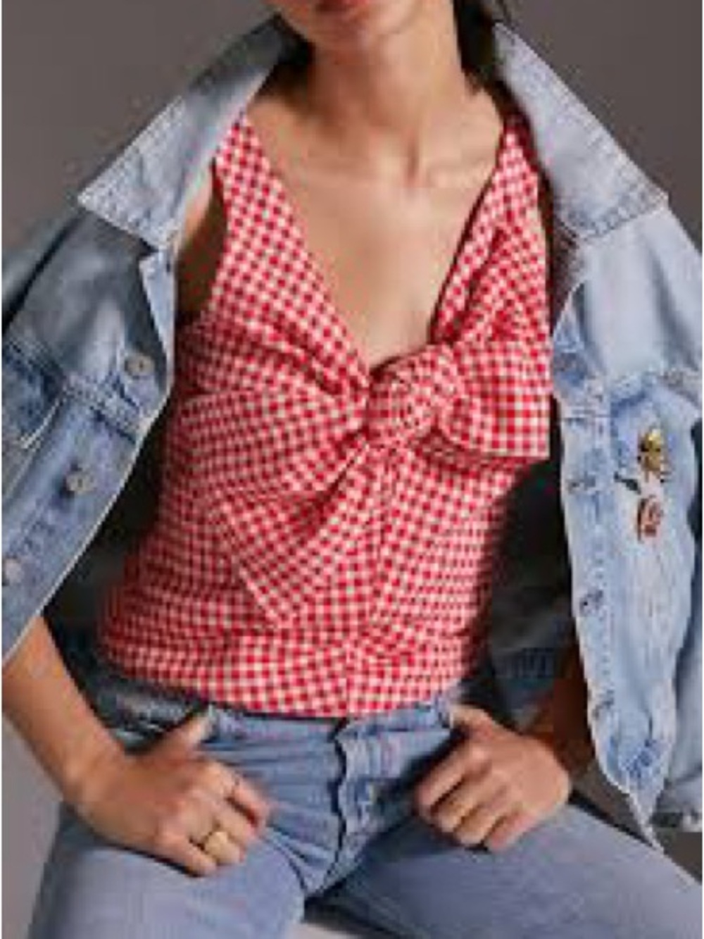 ANTHRO | EVA FRANCO Gingham Bow Tank
